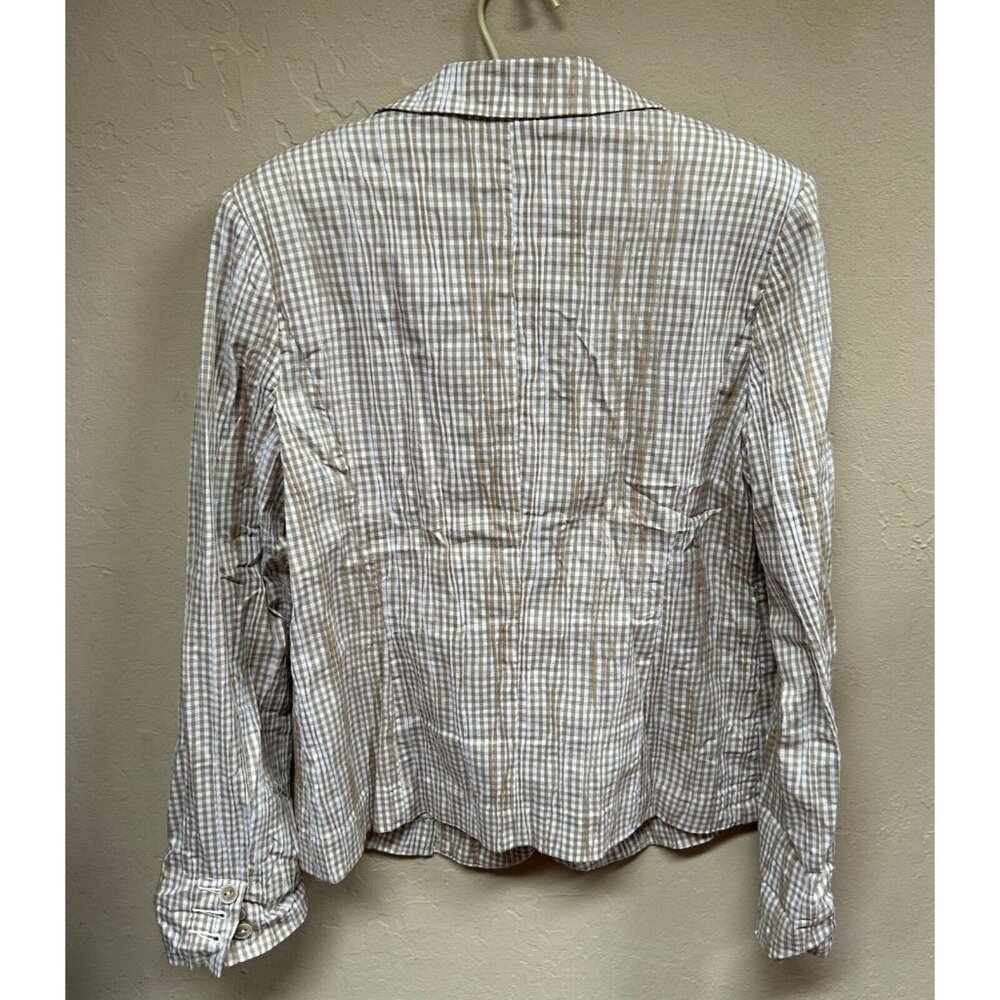 CAbi Style #346 Ginger Snap Crinkle Seersucker Gingham Blazer Jacket Medium - Picture 2 of 9